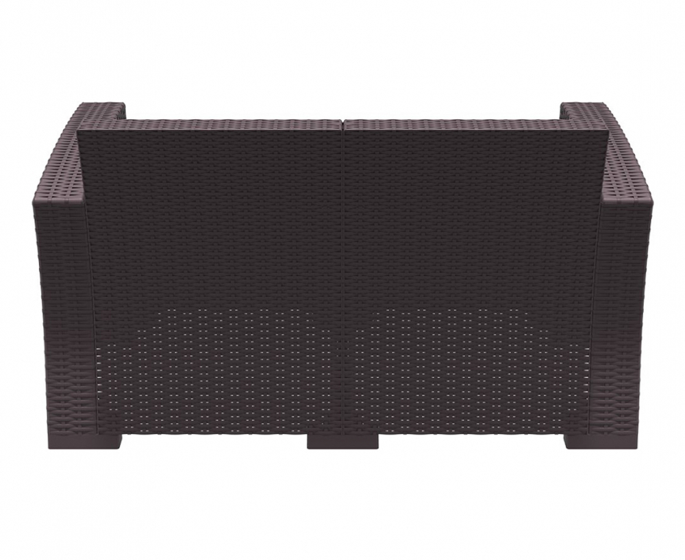 Диван пластиковый плетеный двухместный с подушками Siesta Contract Monaco Lounge, коричневый