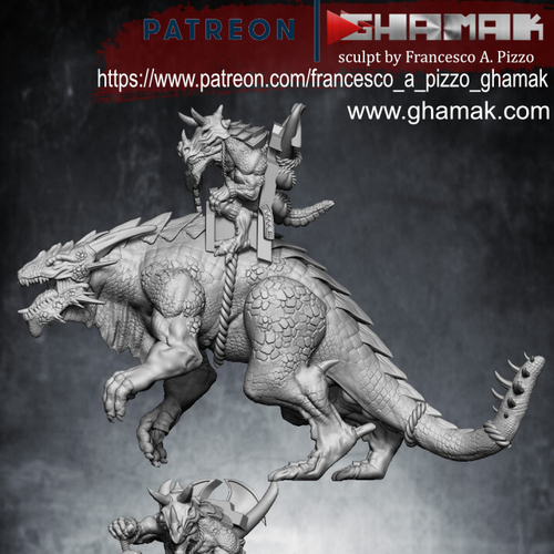 Grand Alliance Order Seraphon Lizardmen Oldblood on Carnosaur  Командир завров на карнозавре миниатюра для dnd, днд, pathfinder, фентези, Настольная игра, НРИ, Варгейм, РПГ