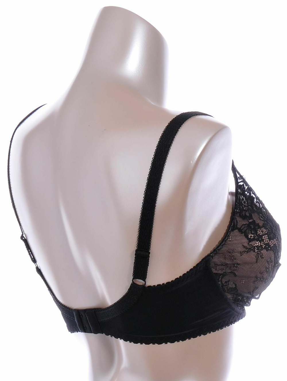 Соблазнительный бюстгальтер с мягкой чашкой +size и декоративными бретелями (Размер: 85J) (Цвет: черный)