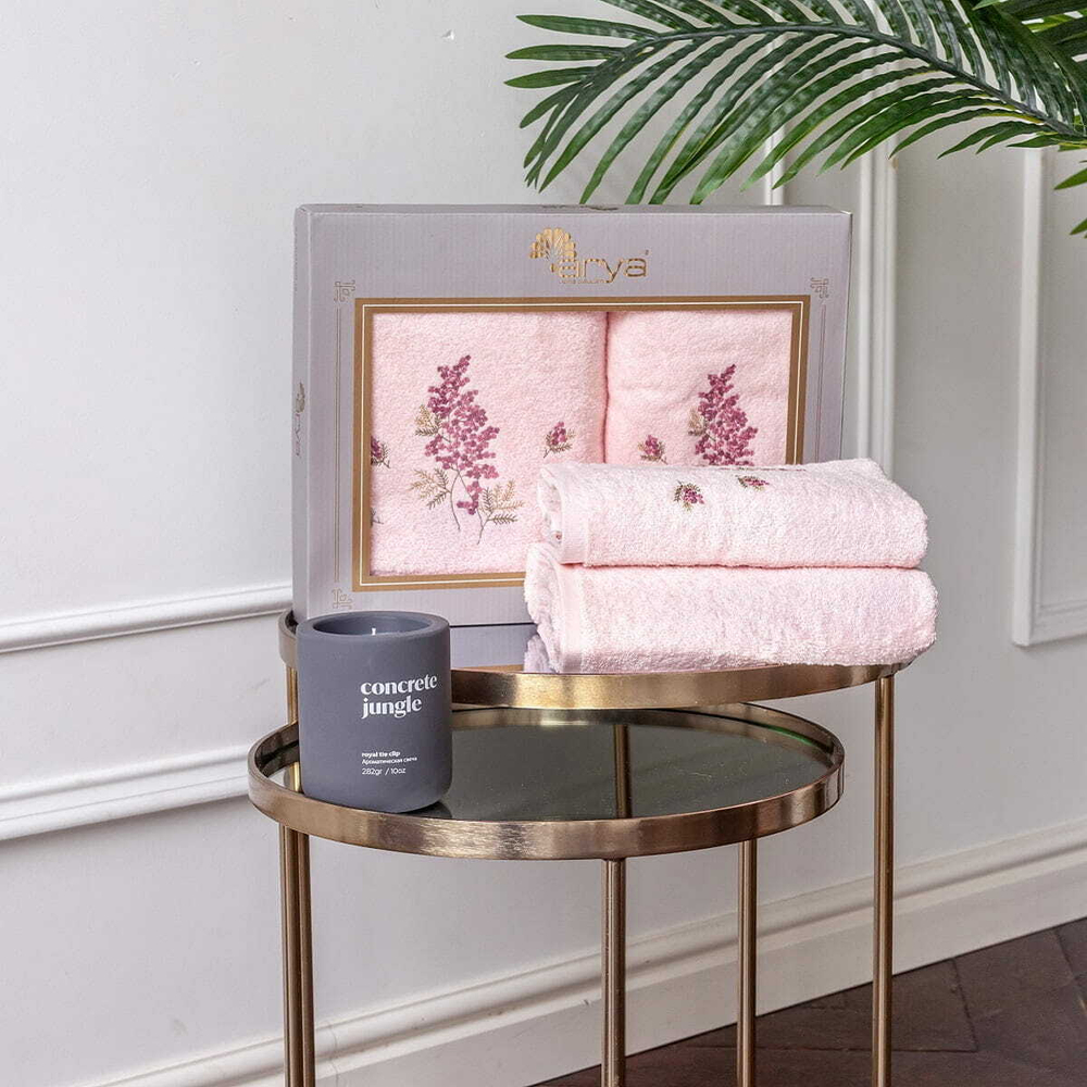 Набор полотенец 2шт 50х90,70х140 Arya home Mania розовый