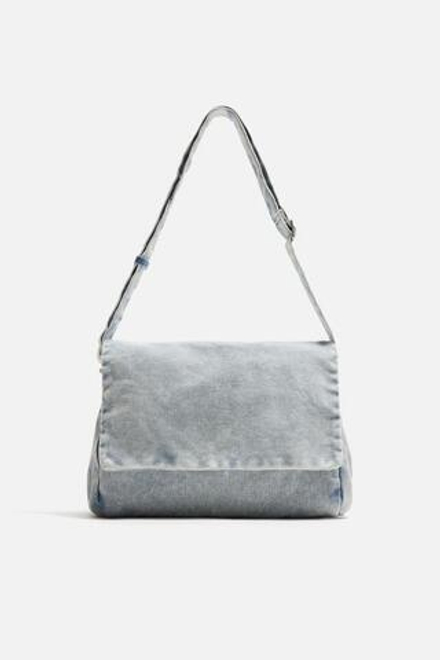 ZARA СУМКА ЧЕРЕЗ ПЛЕЧО ИЗ ДЕНИМА С ЭФФЕКТОМ ПОТЕРТОСТИ, СИНИЙ