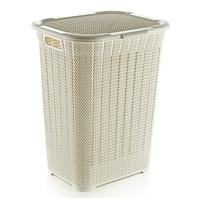 Корзина для белья 50л "Вязаный узор", цвет бежевый
