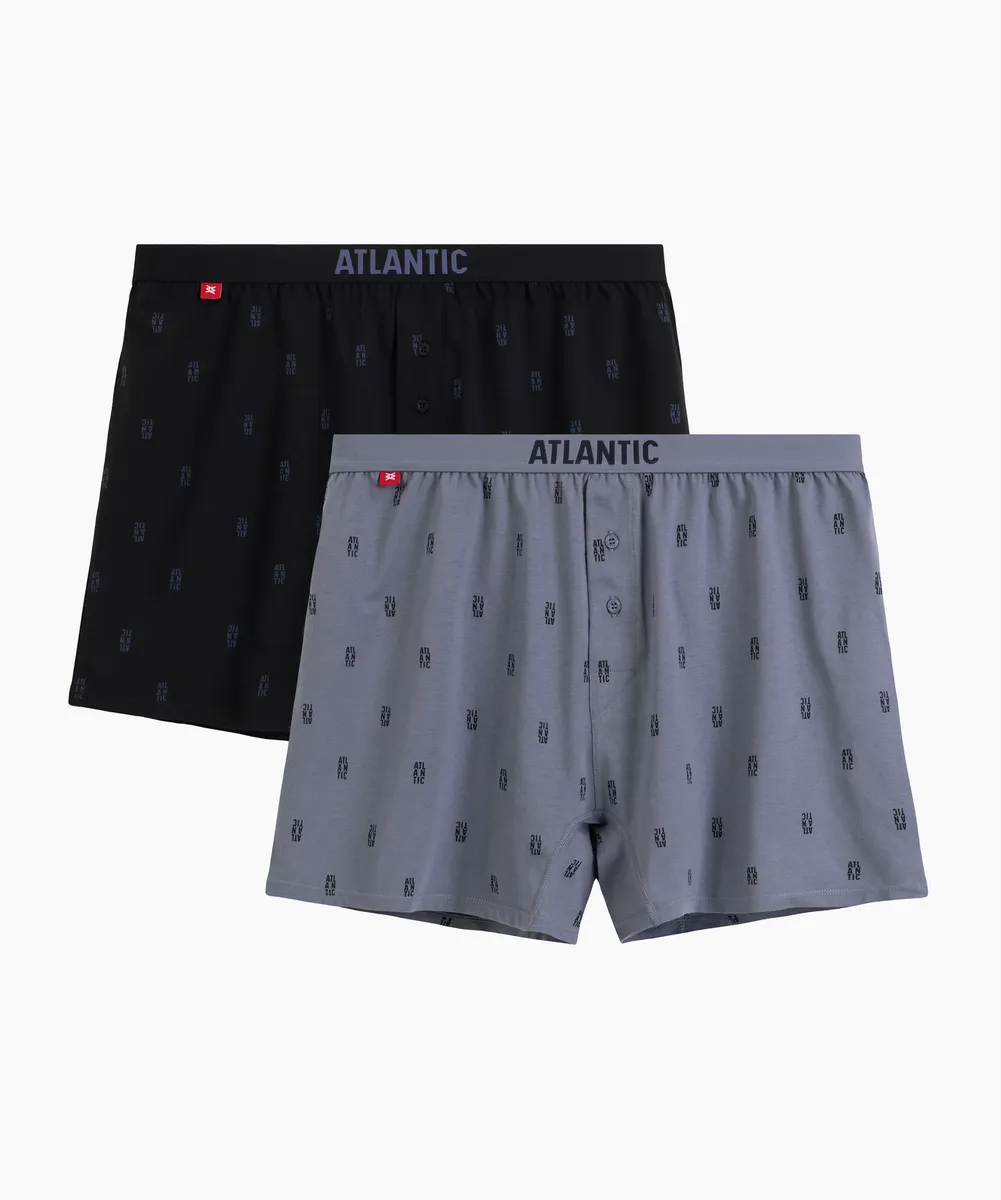 Мужские трусы боксеры Atlantic, набор из 2 шт., хлопок, черный + темно-серый, 2MBX-086