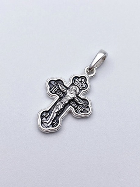 Крест из серебра/Частичное чернение/С подвижным ухом/Ангел-Хранитель