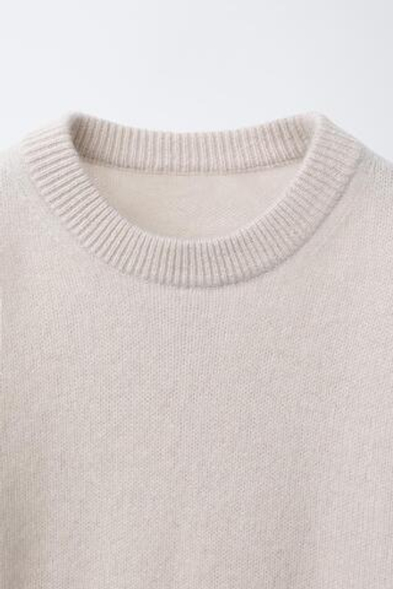 ZARA СВИТЕР ИЗ 100% КАШЕМИРА, ПЕСОЧНЫЙ
