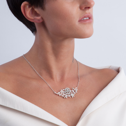 "Розалинта" колье в серебряном покрытии из коллекции "Хрустальный сад " от Jenavi с замком карабин