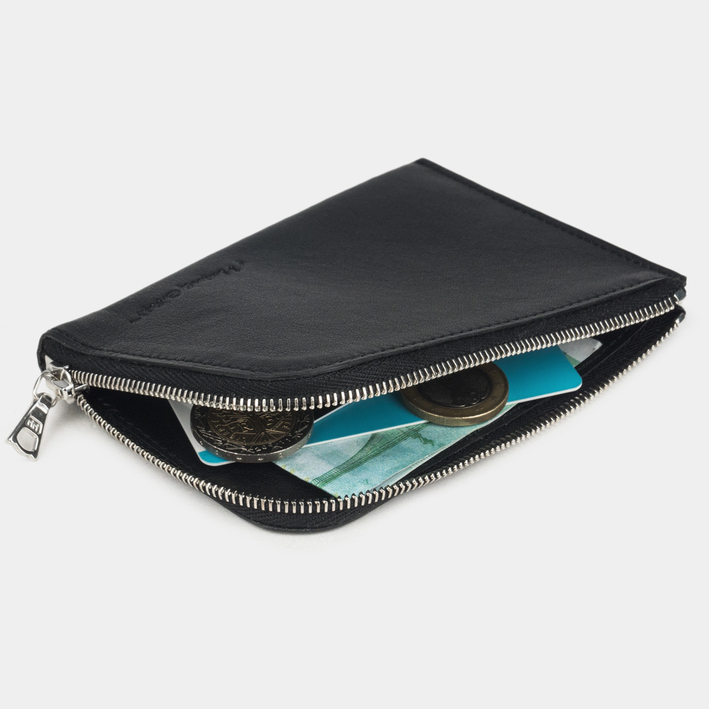 Кожаный мини-кошелек Aven черного цвета