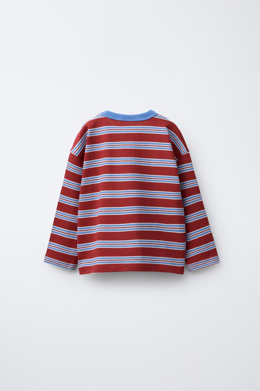 ZARA ФУТБОЛКА В ПОЛОСКУ С ВЫШИВКОЙ, КРАСНЫЙ/БЕЛЫЙ