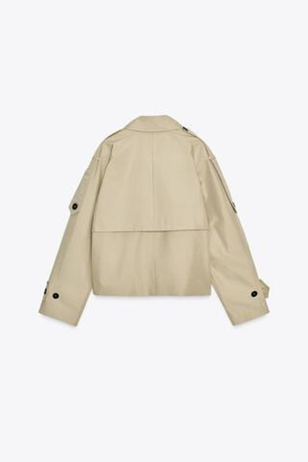 ZARA КОРОТКИЙ ТРЕНЧ WATER REPELLENT — ZW COLLECTION, СВЕТЛО-БЕЖЕВЫЙ