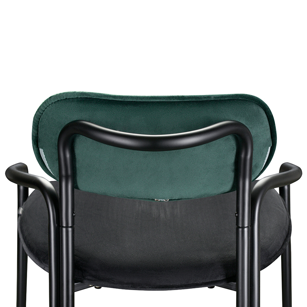 Стул барный LATITUDE Ror, Round, велюр, черный/темно-зеленый/черный