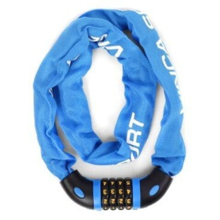 Замок вел.кодовый- цепь 6*1000мм, голубая оплетка, инд.уп. Vinca Sport VS 769 blue