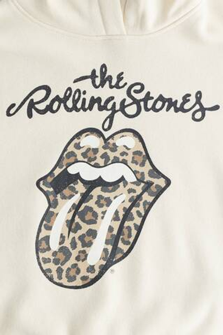 H&M Толстовка с капюшоном и принтом, кремовый