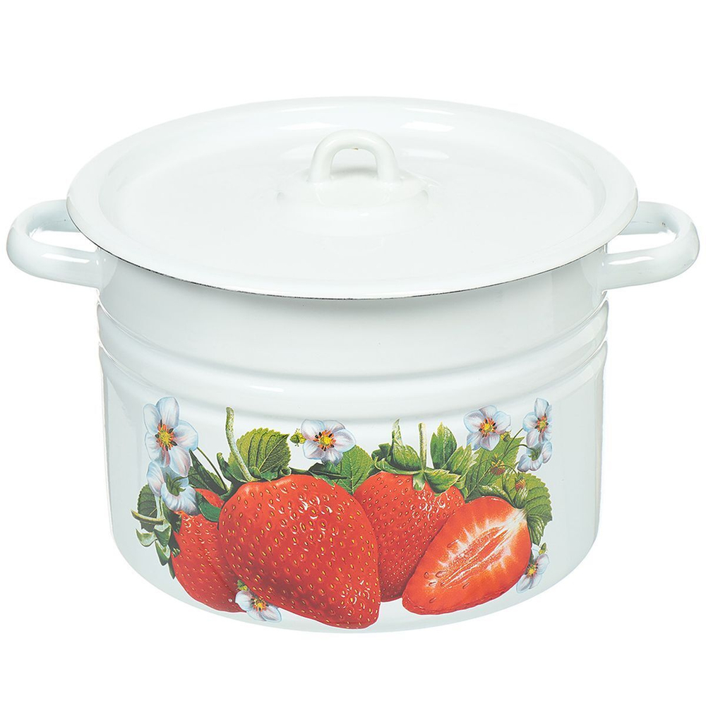 Кастрюля сталь, эмал, 8 л, с крыш, Сиб товары, Клубника садовая, С1620*59, индукц