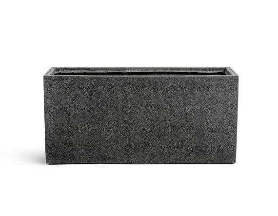 Кашпо TREEZ Effectory - серия Stone - Низкий прямоугольник - Тёмно-серый камень