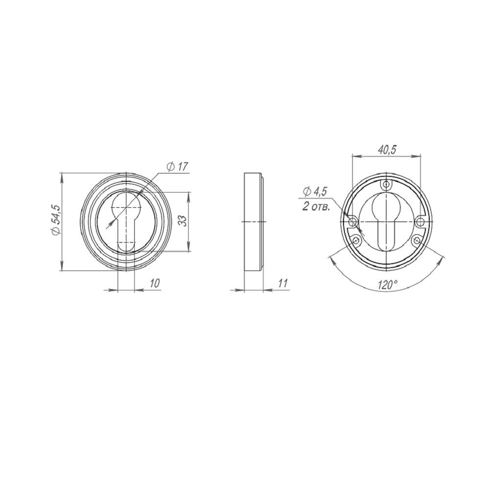 Накладка под цилиндр ET ML SN/CP-3 матовый никель/хром