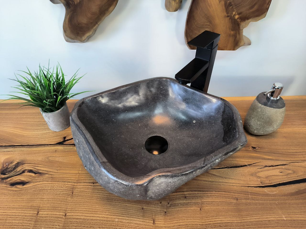 Раковина из речного камня RS-65783 44х37х15 из натурального камня