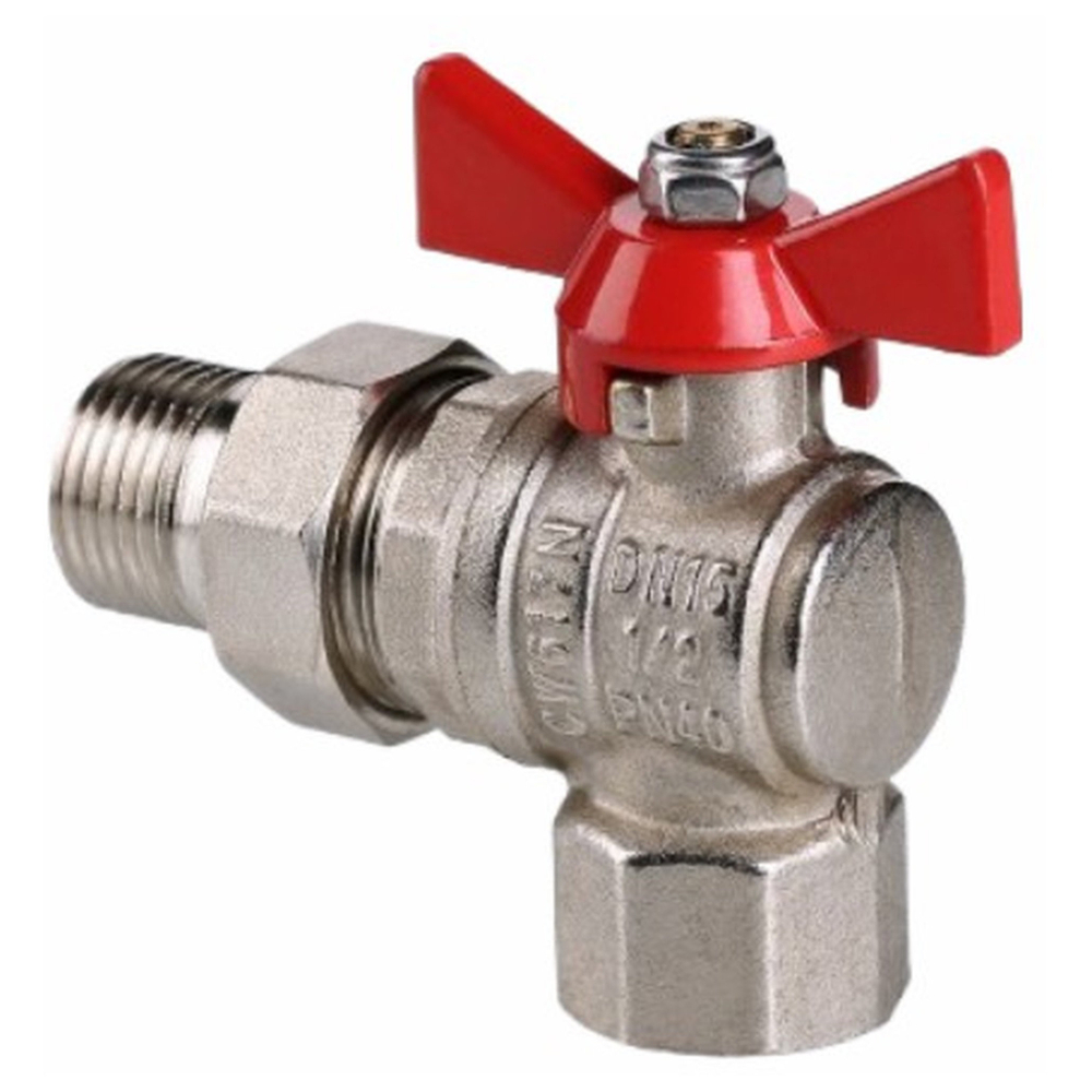 Кран шар. Valtec VT.228.N.06 BASE ВН 1" с американкой бабочка угловой