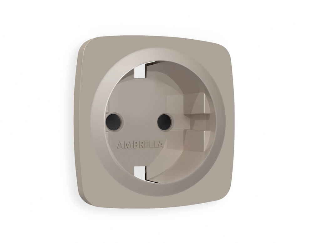 OP3670 Лицевая панель OMEGA (Серо-бежевый матовый) для электрической розетки с/з со шторками QUANT