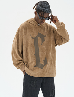 Худи HARSHandCRUEL "C Logo" Oversized Suede Hoodie