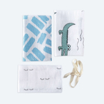 Сет из 3х муслиновых салфеток Mjölk Крокодилы/Краски/Глазки