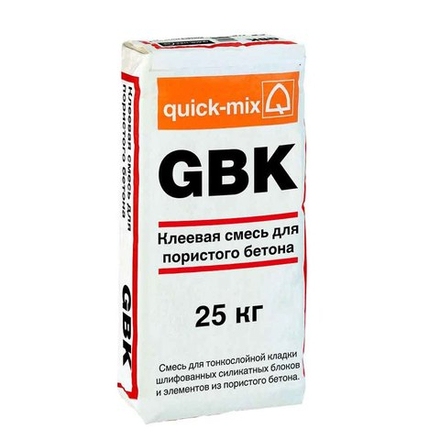 Quick-Mix GBK - Клеевая смесь для пористого бетона, серая, 25 кг