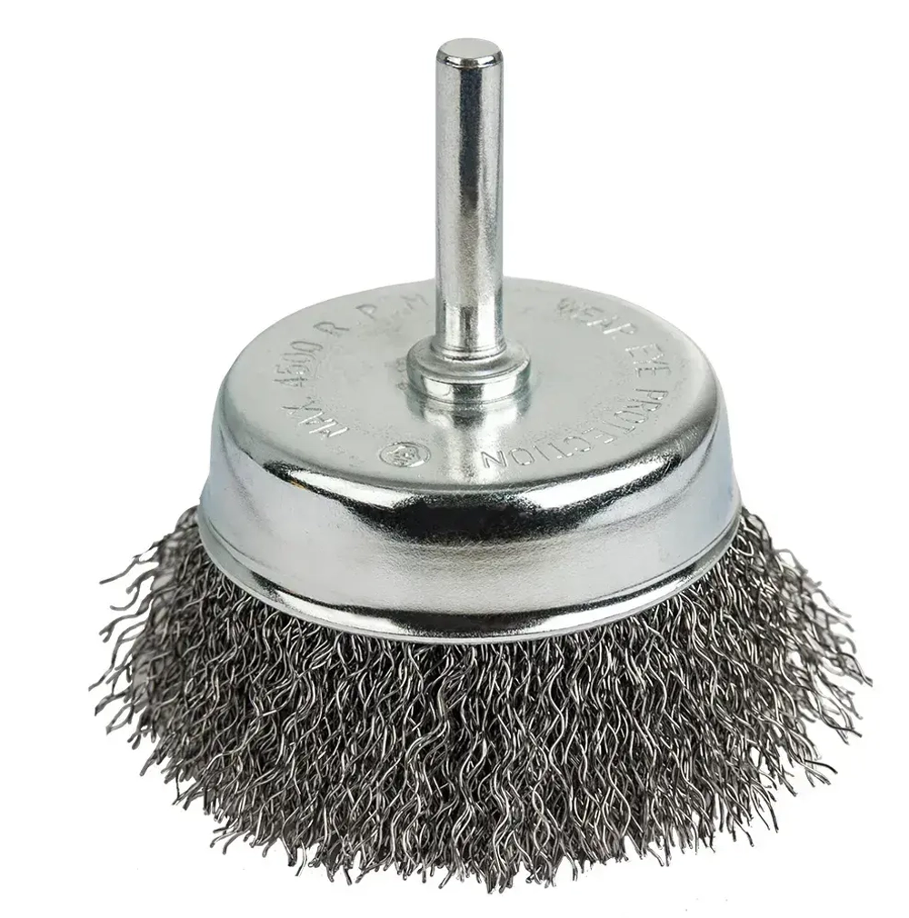 Кордщетка для дрели чашеобразная мягкая ПРАКТИКА 75 мм, хвост 6 мм