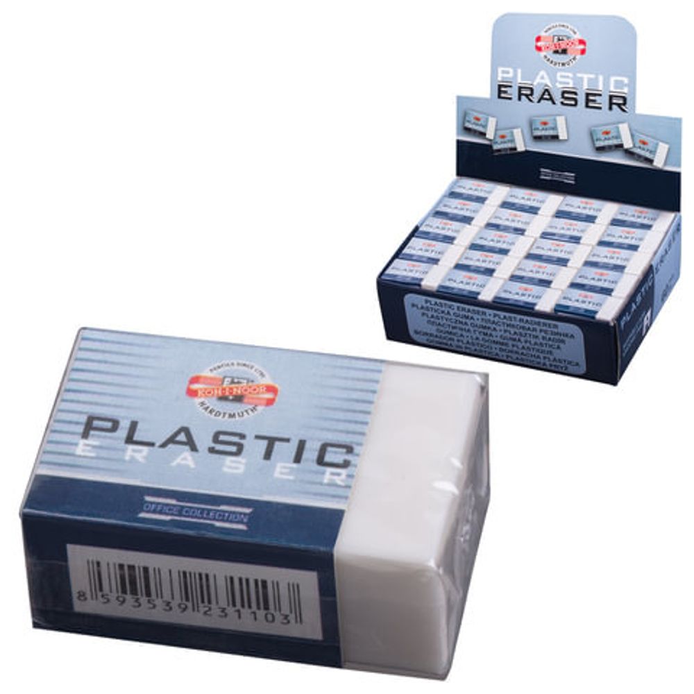 Ластик KOH-I-NOOR 4770/80, 30х18х12 мм, белый, прямоугольный, картонный держатель, 4770080002KD