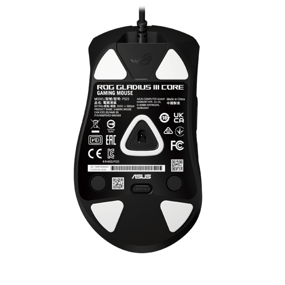 Мышь ASUS ROG GLADIUS III CORE проводная, RGB, 12000dpi, USB, Black 90MP04E0-BMUA00