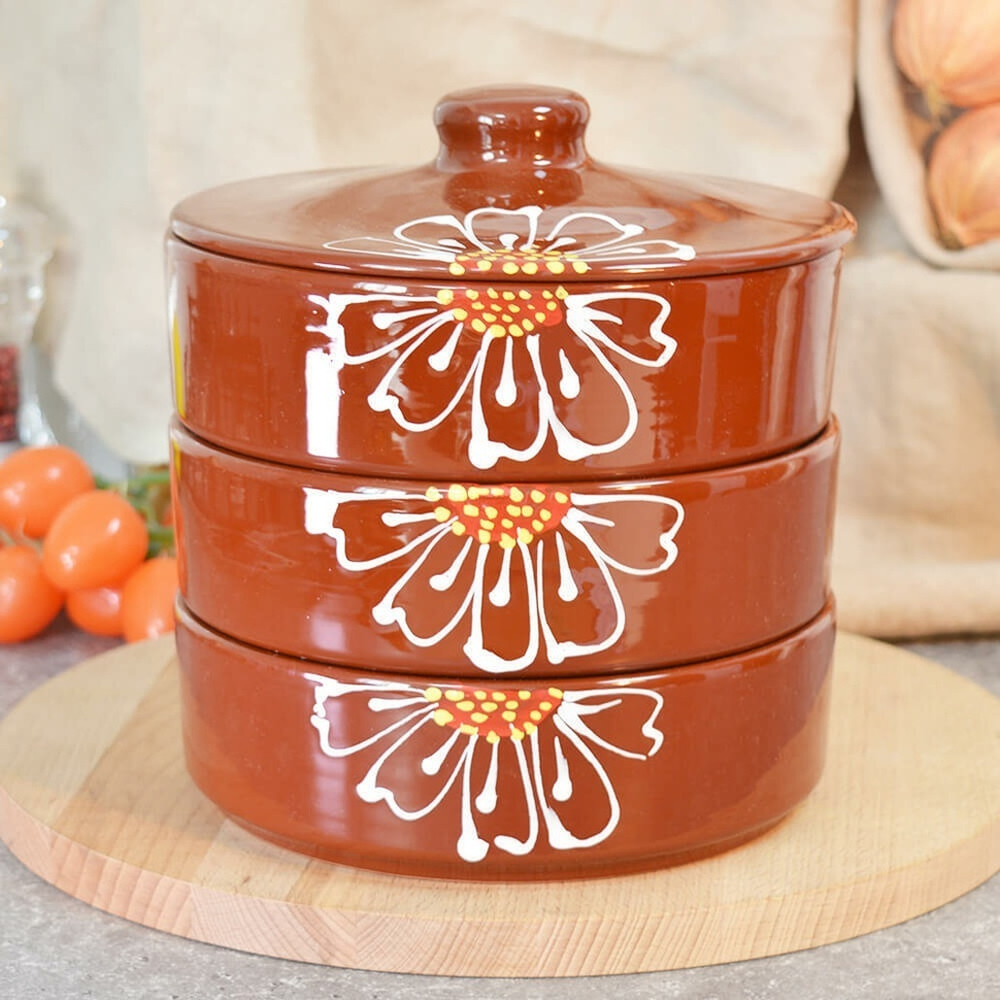 Набор для холодца 3 предмета "Подарочный" Ромашка коричневая