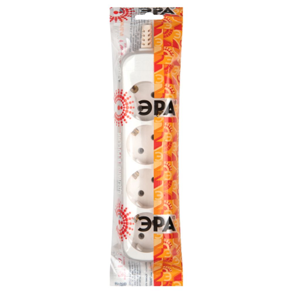 Колодка ЭРА KX-4e 4 розетки с заземлением белая