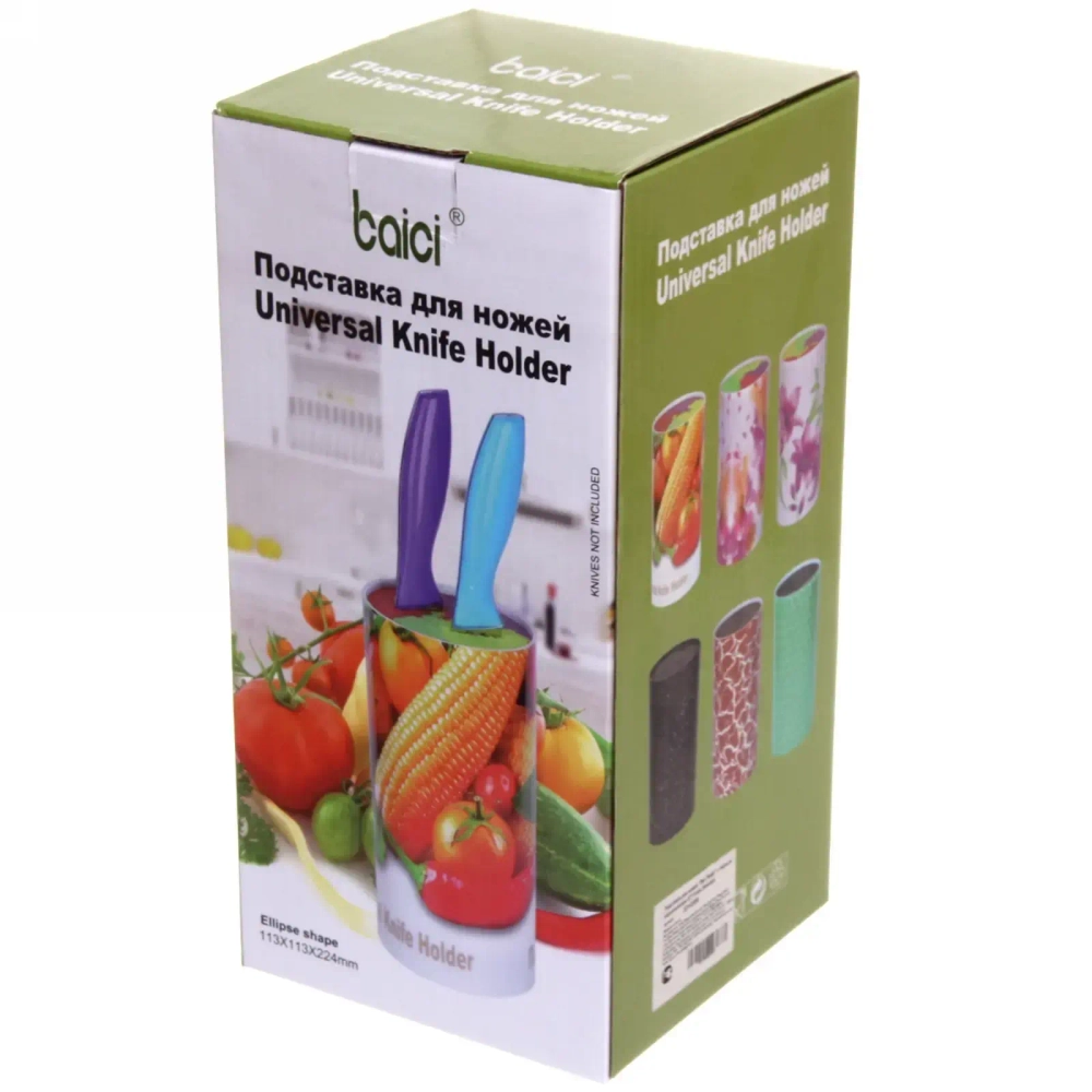 Подставка для ножей «Стиль» с черным наполнителем 22*11см красная