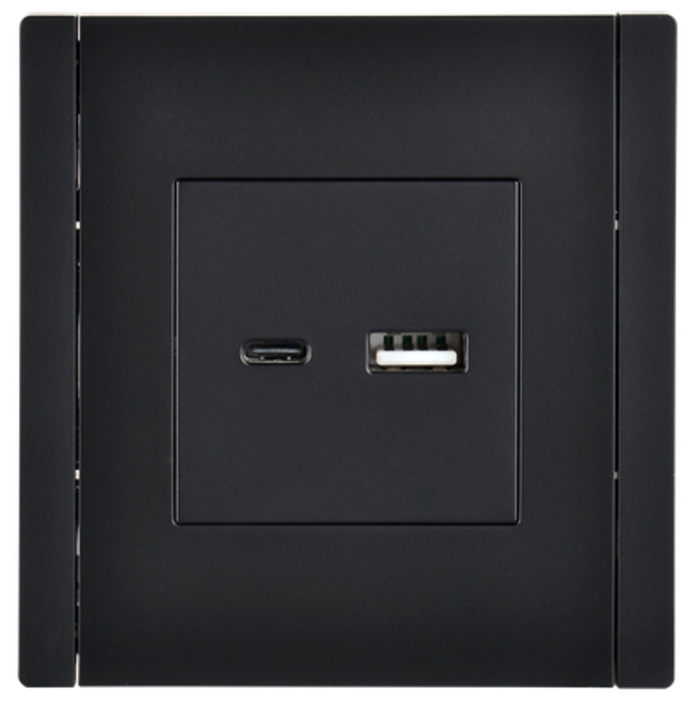 FORTE&PIANO Розетка USB A+C 3,1А FP150 черный IEK