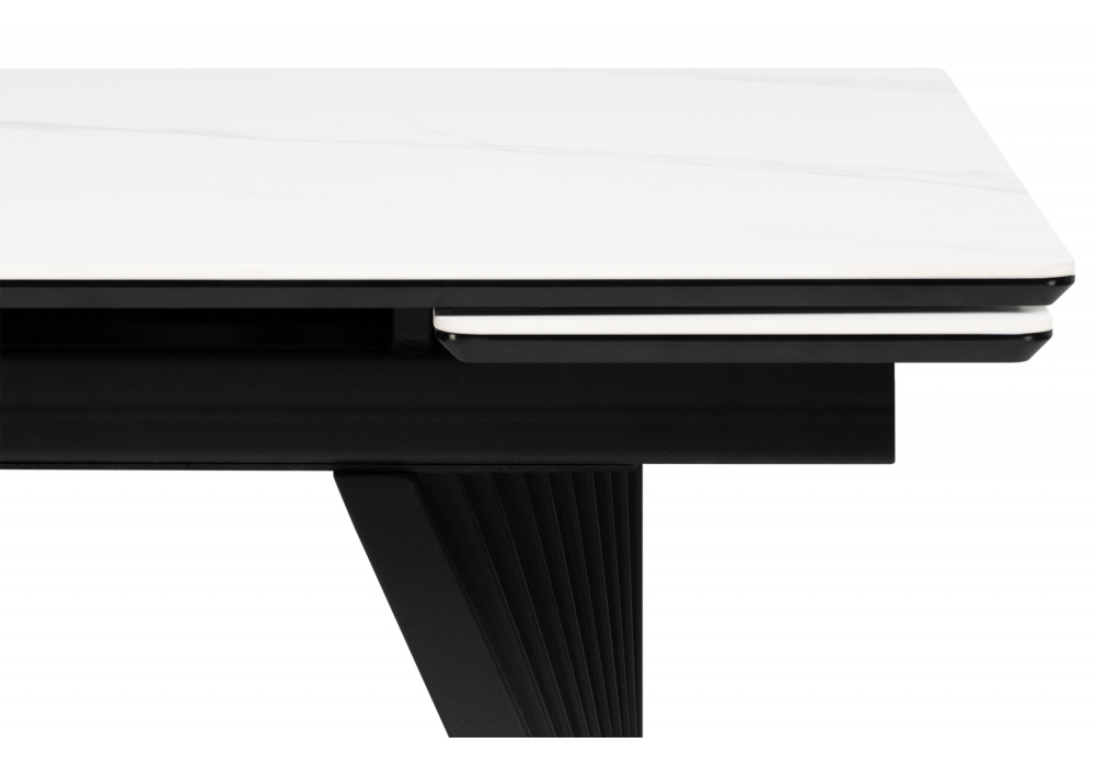 Керамический стол Woodville Вейв 140(200)х80 белый мрамор snow white, черный