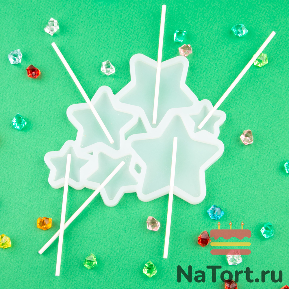 Силиконовая форма для леденцов «Звезды 6 в 1»