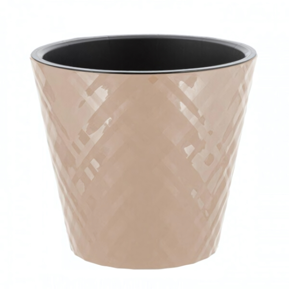 Горшок для цветов InGreen Manhattan D280мм, 11л c дренажной вставкой, молочный шоколад