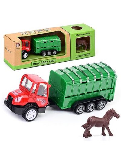 Игровой набор Трактор двухколесный с повозкой и лошадью  (600C-4)