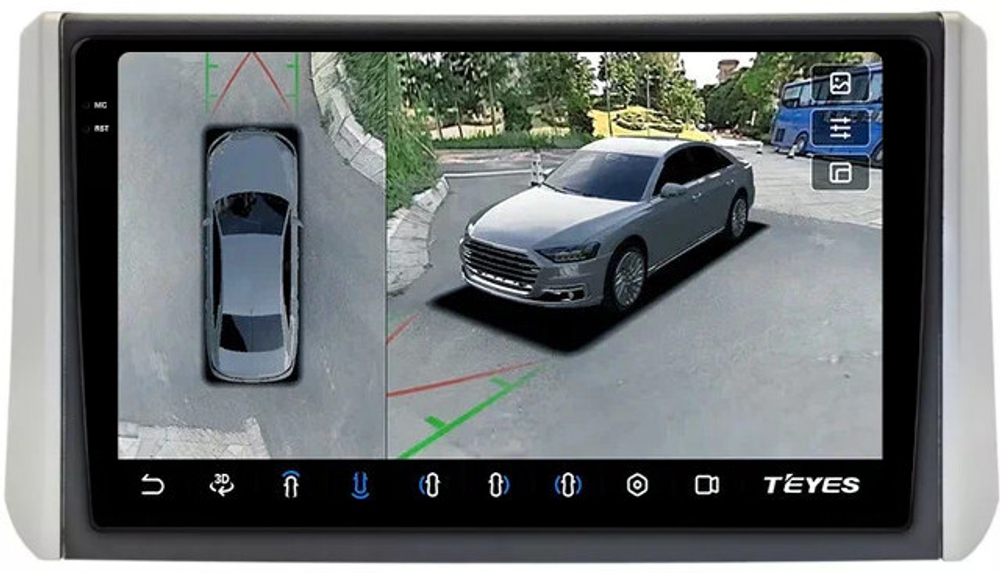 Магнитола для Mitsubishi Xpander, Xpander Cross (рамка под 9") - Teyes CC3-2K-360 на Android 10, 2K QLED, 6Гб+128Гб, CarPlay, 4G SIM-слот, 4 камеры в комплекте