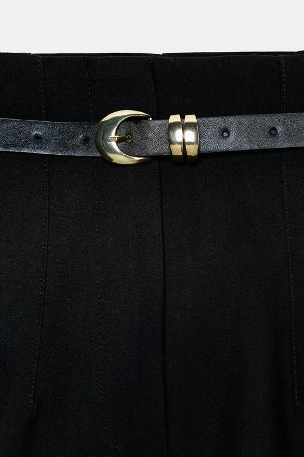 ZARA БРЮКИ С ВЫСОКОЙ ПОСАДКОЙ И РЕМНЕМ, ЧЕРНЫЙ