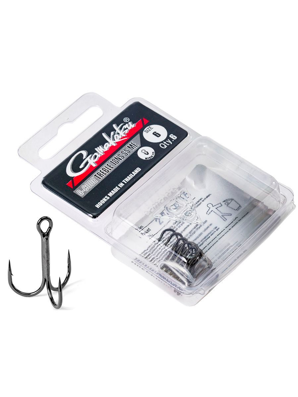 Крючки-тройники Gamakatsu 18 TREBLE SHORT SHANK BLACK размер 04 (упк.6шт.)