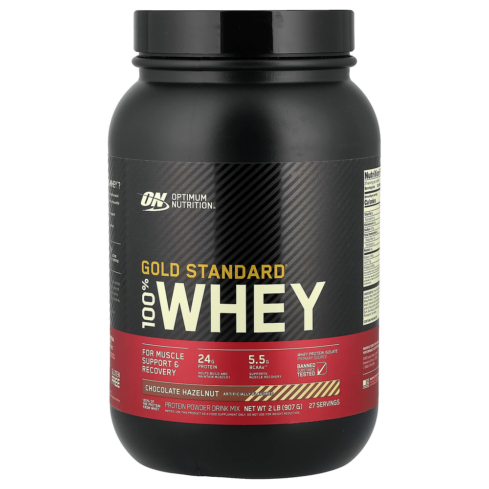 Optimum Nutrition, Gold Standard, 100% сыворотка, со вкусом фундука в шоколаде, 907 г (2 фунта)