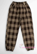 теплые брюки клетка " D " на резинке плис4859