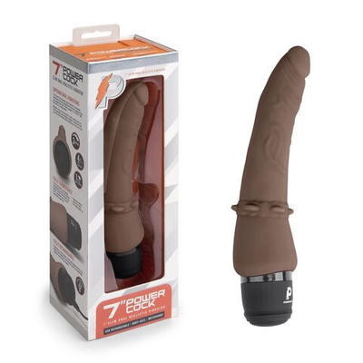 Коричневый анальный вибратор 7 Slim Anal Realistic Vibrator - 20 см. (Цвет: коричневый)