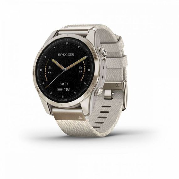 Garmin Epix Pro Gen 2 Sapphire 42 мм — золотистые часы с нейлоновым ремешком