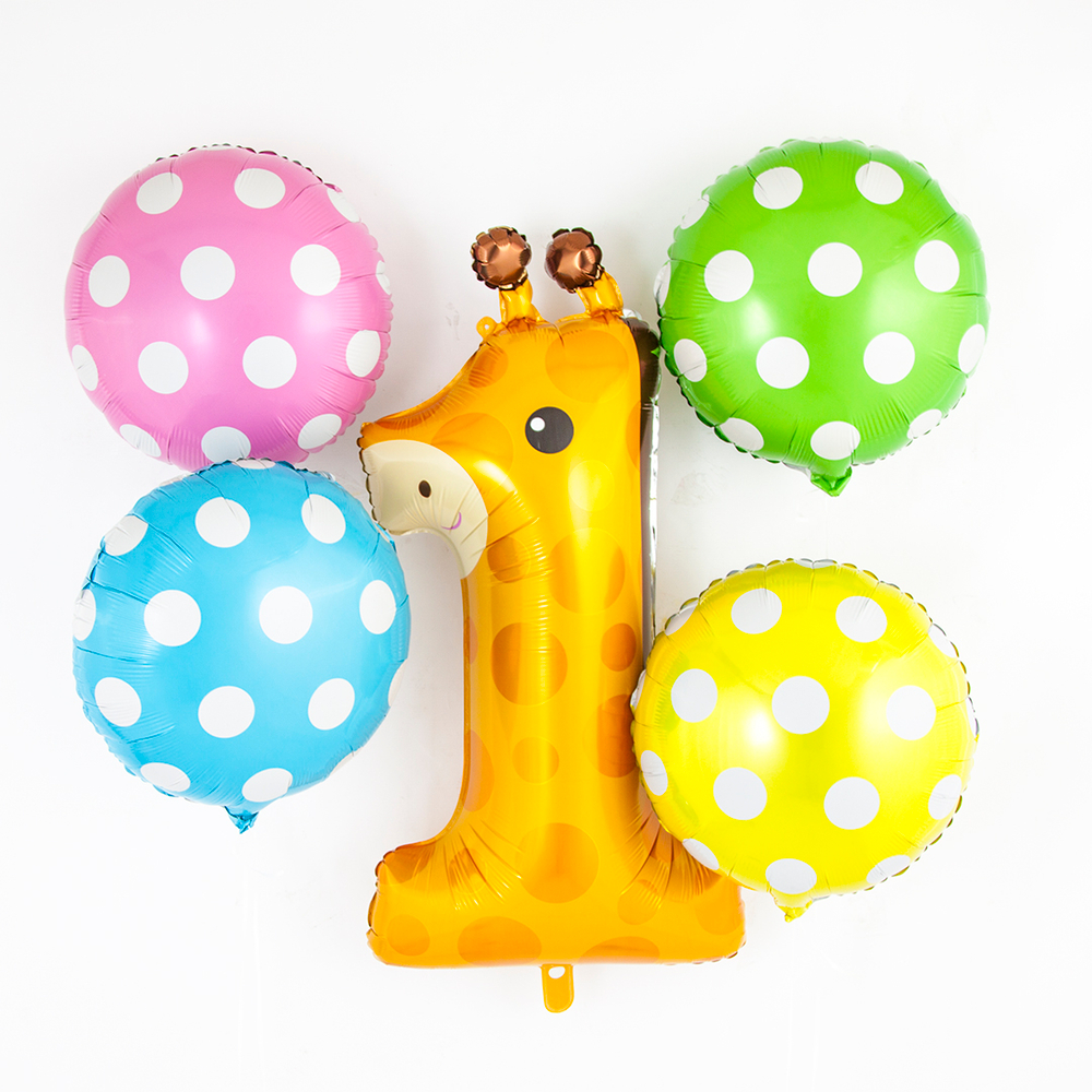Шар (34''/86 см) Цифра, 1 Жираф, 1 шт. в уп.