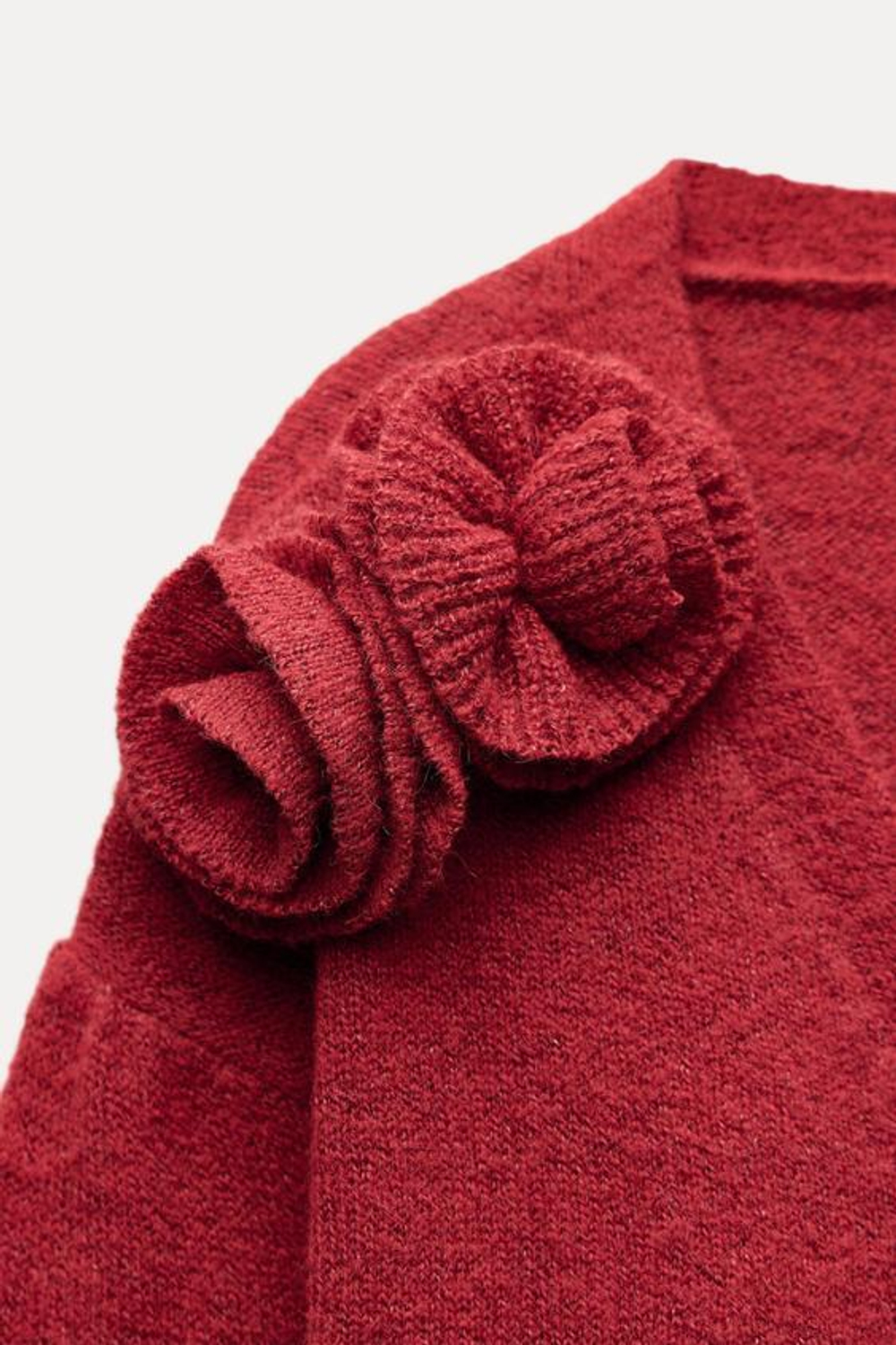 ZARA КАРДИГАН С ЦВЕТОЧНЫМ УЗОРОМ, КРАСНЫЙ