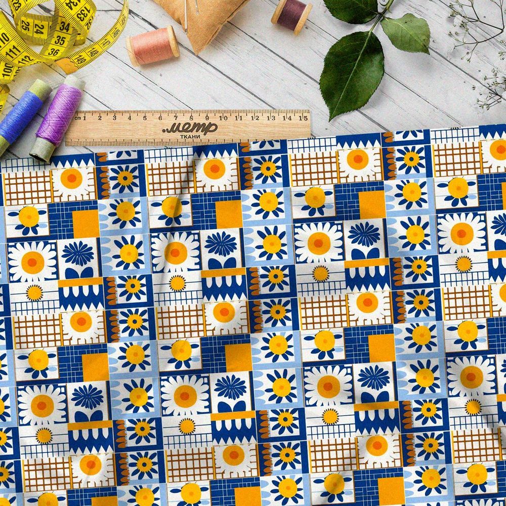 Ткань премиум флис графический конфетти