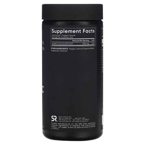 Sports Research, Витамин C, 1000 мг, 240 вегетарианских капсул