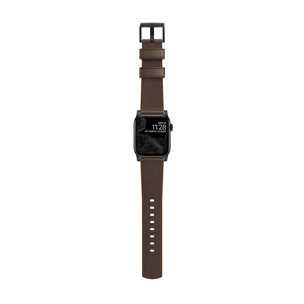 Кожаный ремешок Nomad Horween Modern Band для Apple Watch 44, 45, 46 мм и Ultra 2–3 Ремешок из натуральной кожи Horween с классической застёжкой из нержавеющей стали