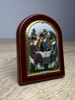 Св. Троица, икона арочная, красное дерево, эмаль  60х75