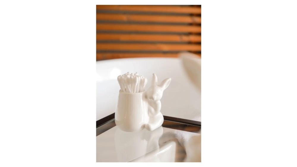 Стакан для ватных палочек Claystreet Кролики - чистюли 8 см